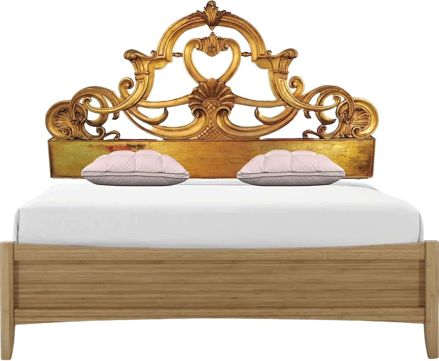 Hand Carved Mandala Bed Headboard Bed Decor Antique Gold Wash Wooden Wall Hanging Art Handmade Tropical Home Decor (Twin XL- 55x32x1 -inches) | Engineered Wood