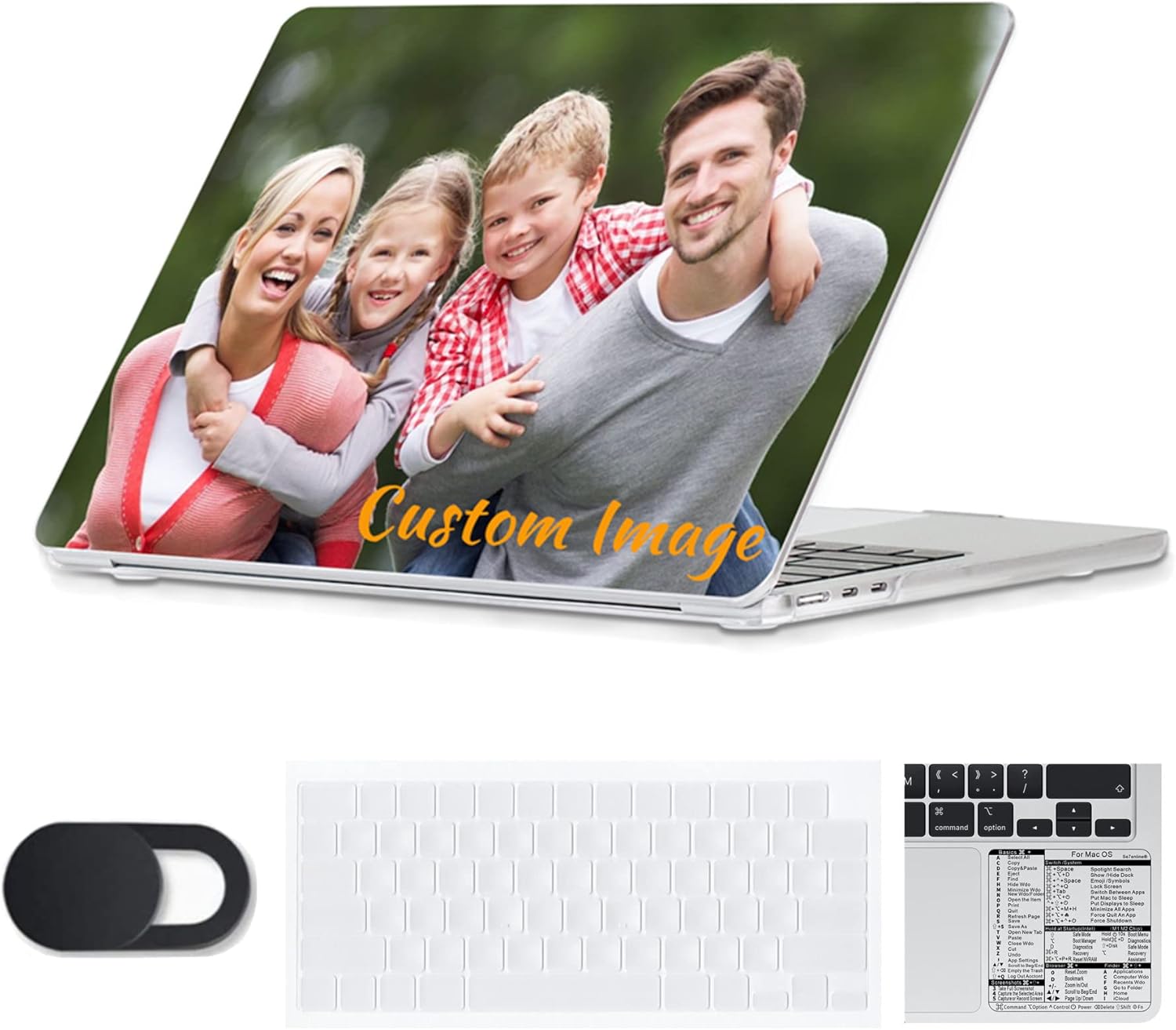 Se7enline Custom Personalized Photo & Name Case Compatible with MacBook 14 inch for 2021-2025 M5 M4 M3 M2 M1 A2779 A3434 A2918 A2992 A3112 A3401 &Keyboard Skin&Webcam Cover&Shortcut Sticker,DIY Design