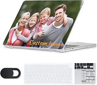Se7enline Custom Personalized Photo & Name Case Compatible with MacBook Pro 16 inch Case for 2023 2022 2021 Model A2485 A2780 M2 M1 Pro/Max &TPU Keyboard Skin&Webcam Cover &Shortcut Sticker,DIY Design
