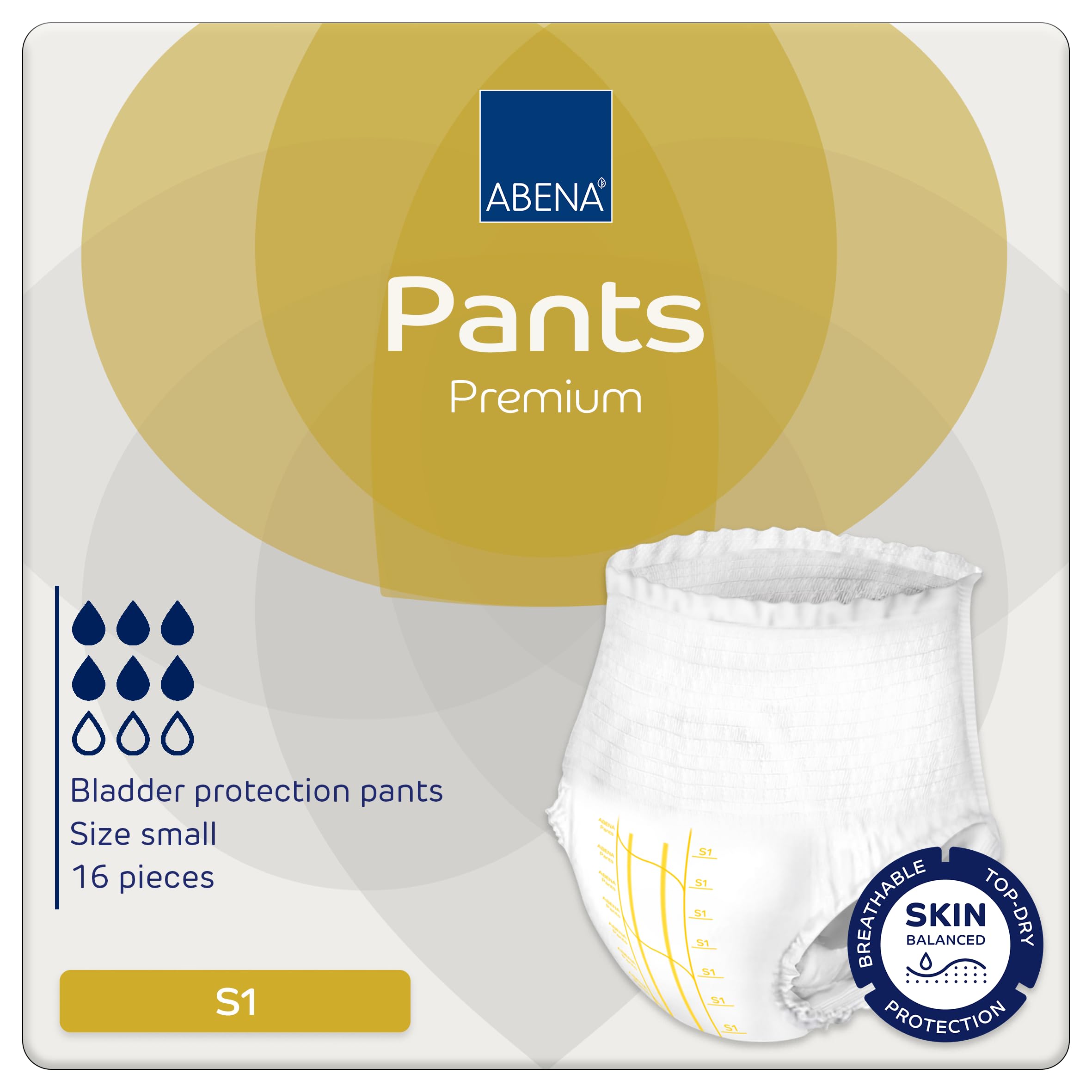 Abena Pants Premium Pull-Up Incontinence Pants, Eco-Labelled Incontinence Pants for Men & Women, Discreet, Protective, Breathable, Comfortable - Small 1, 60-90cm Waist, 1400ml Absorbency, 14PK