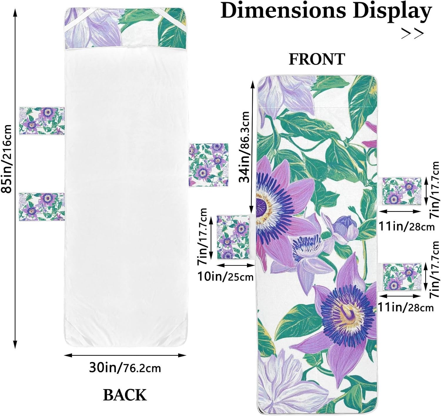 Beauty Purple Spring Flowers Virgin's Bower Patio Chaise Lounge Chair Cover Microfiber Soft Outdoor Chair Covers with Windproof Straps for Outdoor Sunbathing Trips, 85" X 30"