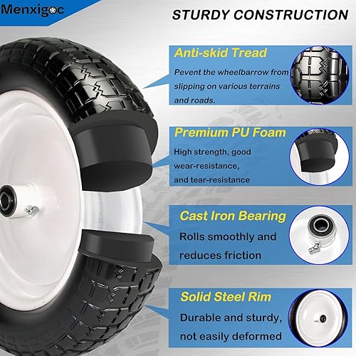 Miniatura 3 de Neumático sólido 4.804.00-8, neumático y rueda sin plano de 14.5 pulgadas, rodamiento de 58 pulgadas con rodamientos adicionales de 34 pulgadas,