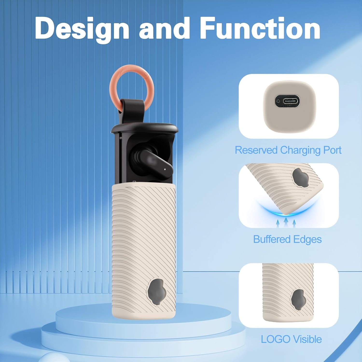 for Skullcandy Dime Evo Case Cover, Soft Silicone Protective Earbuds Case, Only Compatible with Skullcandy Dime Evo with Cleaner Kit Accessories Set(Off-White) - Image 3