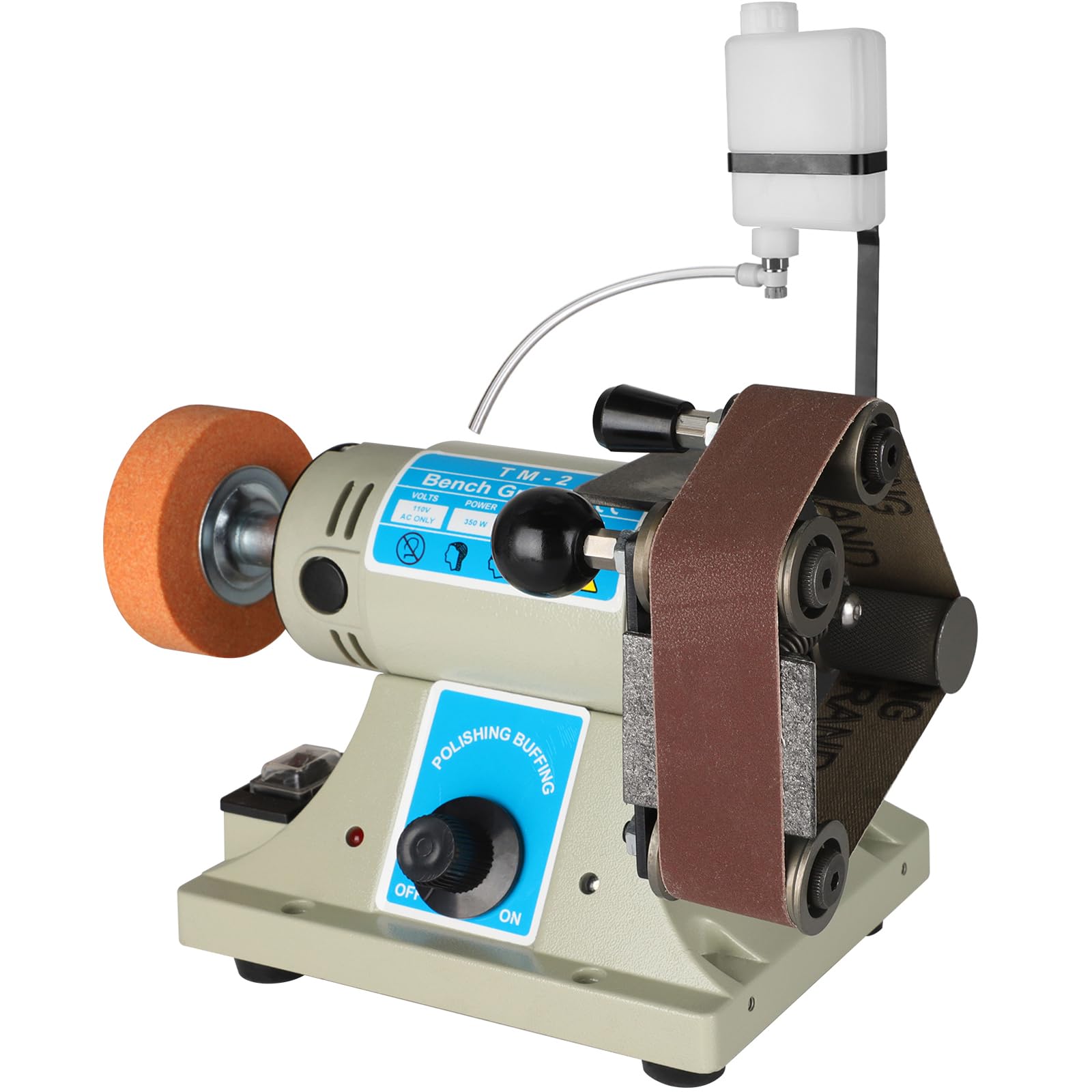 110V Wet Mini Belt Sander, 2.5A Variable Speed 0–10,000 RPM, 30×330mm (1.18×13 Inch) Belt Grinder with Water Drip Cooling, Bench Tool for Knife