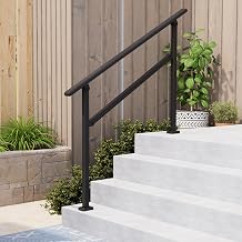 Hand Rails for Outdoor Steps,3-4 Step Railing for Stairs,Adjustable Porch Railing,Hand Rails for Seniors,Outdoor Deck Handrails for Exterior Steps,Black