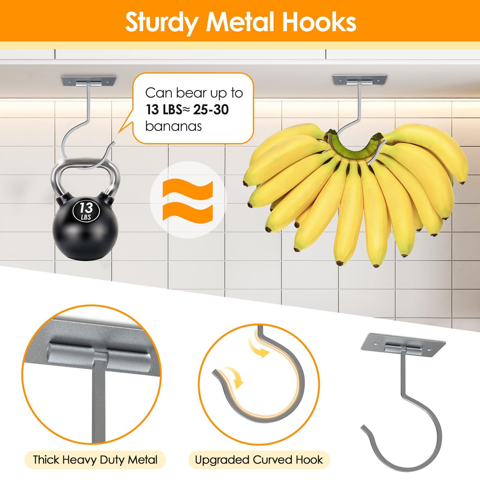 Cintre Banane Adhésif Sous Armoire : Lot De 2 Crochets Banane Adhésifs