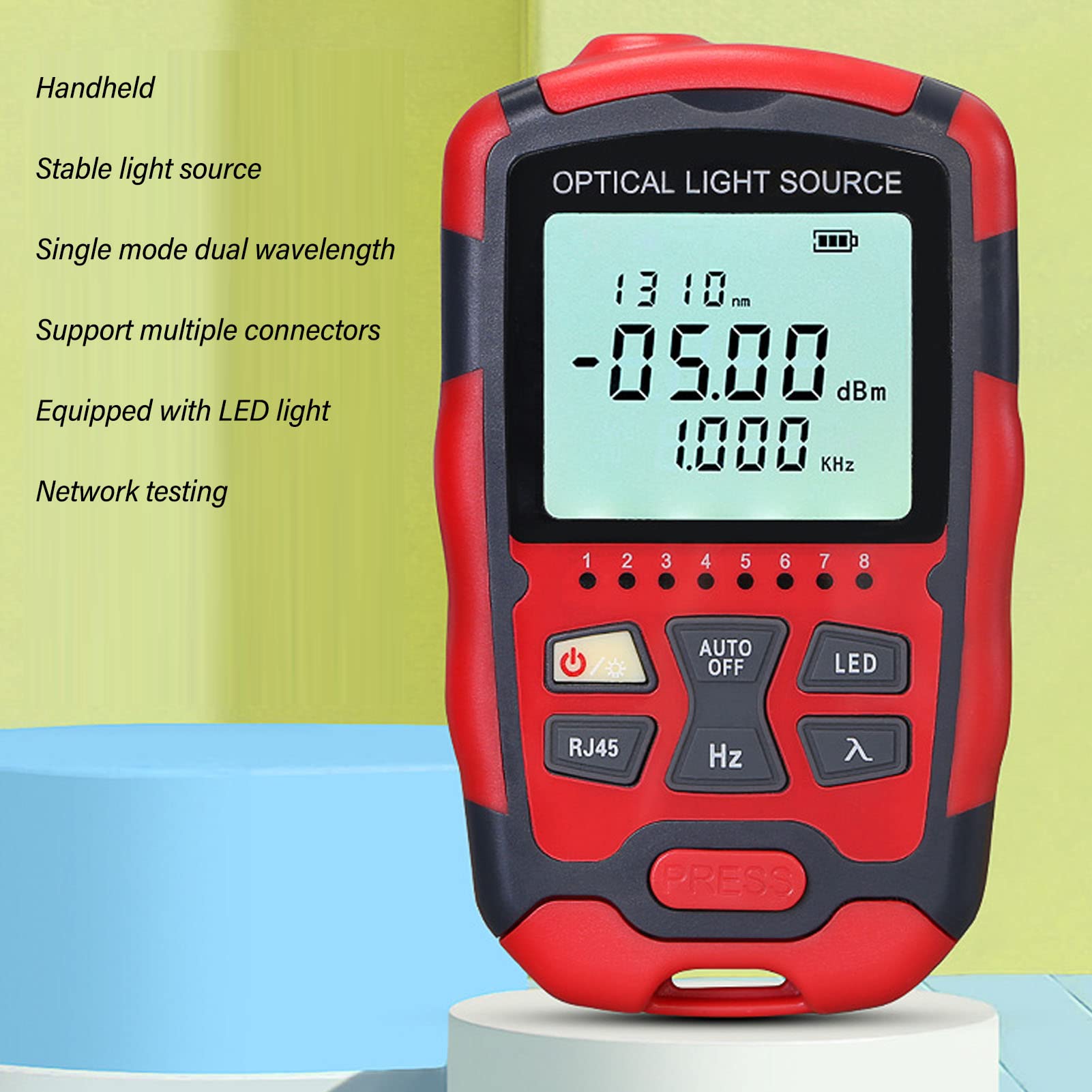FLEXMAN Glasfaserkabeltester, Multifunktionaler Glasfaser Leistungstester mit Zwei Wellenlängen, SC FC Adapter mit RJ45 Leitungssuchfunktion