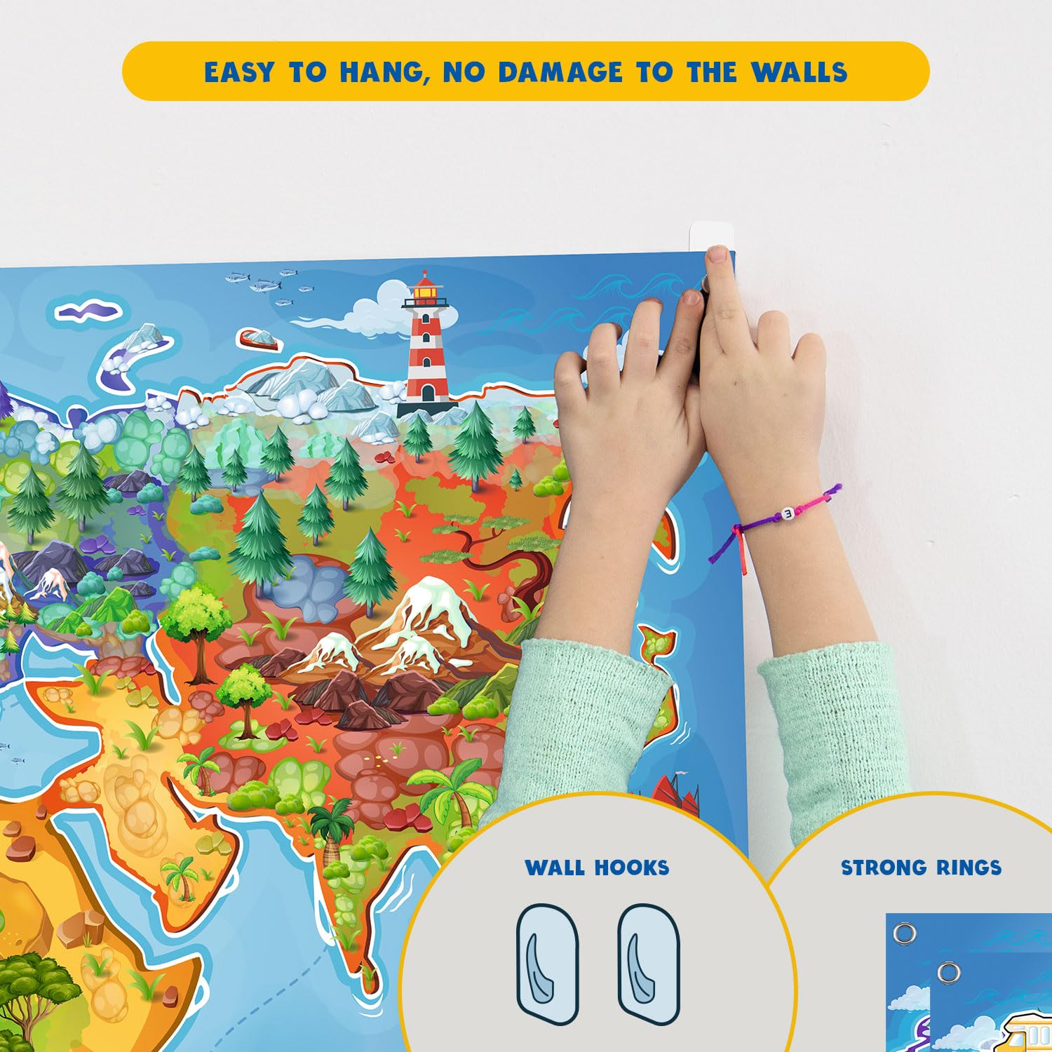 Big Minds - Découvrez Le Monde | Jeux Educatif 4 Ans Panneau En Feutre | Jouet Montessori Avec 48 Pièces | Carte Du Monde Enfant Figurines Interactives | Cadeau Enfant 4 Ans.