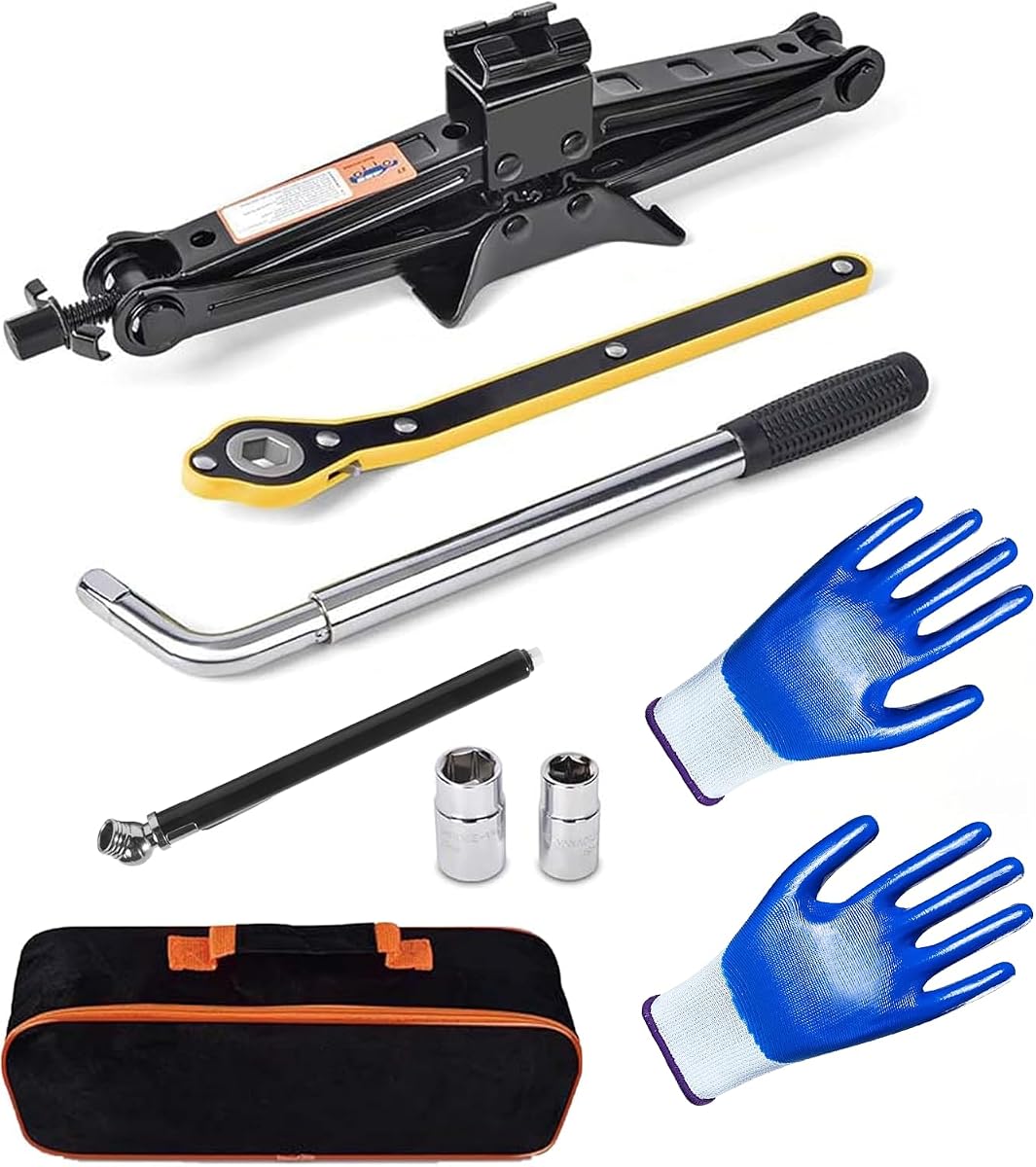 Car Jack,Car Jack and Stand Kit,Portable 2 Ton Scissor Jacks,Cars Accessories Auto Emergency Kits with Lug Wrench,Portable Tire Changing Kits for Cars, Truck, SUV