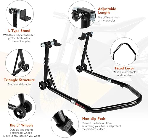 Vista 19 de Donext - Soporte para rueda trasera de motocicleta (850 lb), tamaño U color negro