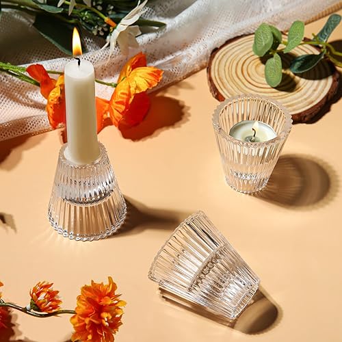 Miniatura 7 de 12 portavelas de vidrio transparente, portavelas cónicos para velas cónicas, velas de pilar, candelabros votivos para decoración de mesa de centro