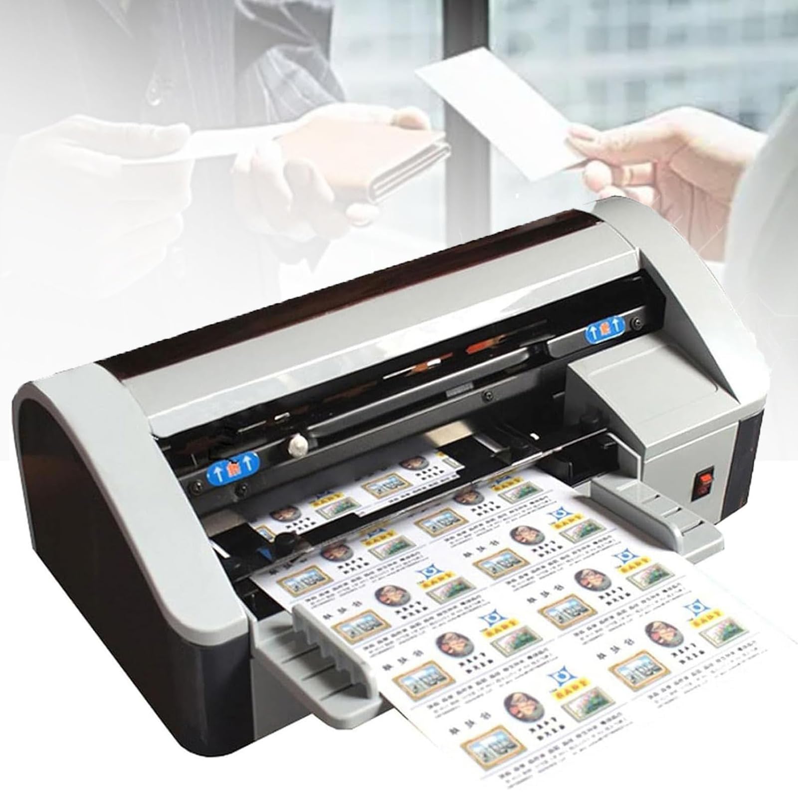 YXFAZPP Automatic Business Card Cutter Machine, 90x54mm Electric Card Slitter with Adjustable Margins, Paper Guillotine Trimmer for Office & Print Shop