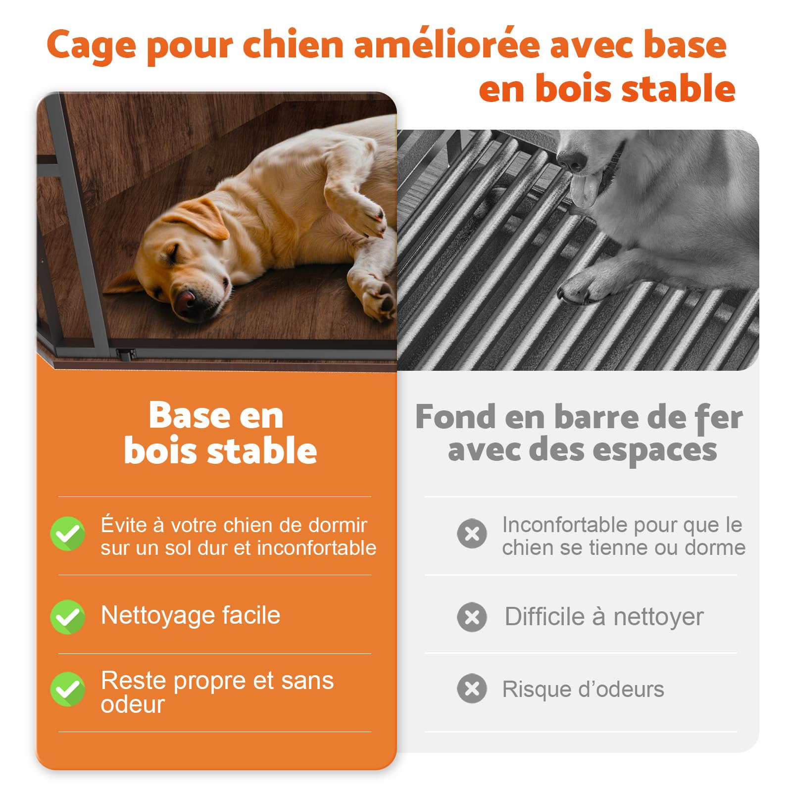 Gimars Meuble d’Angle pour Chien, Cage Décorative en Bois, Table d’Appoint Intérieure pour Chien de Petite et Moyenne Taille, Marron