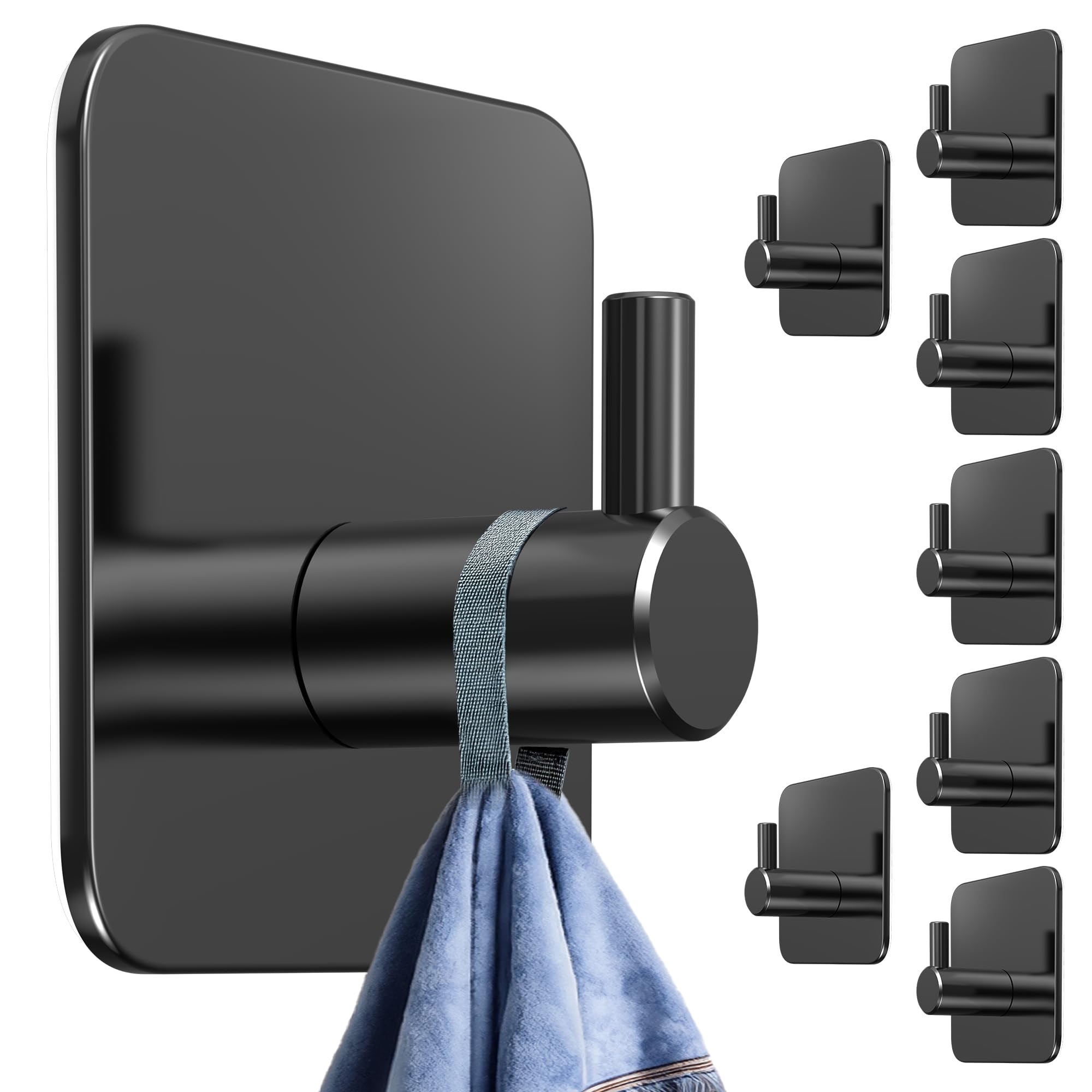 4smile Handdoekhouder Zonder Boren, Zwart, Set Van 6 Badkamerhanddoekhouders Ovale Kleefhaken Roestvrij Staal Waterdichte Haken Voor Badkamer Toilet Keuken Hoogwaardige Zelfklevende 2231056888