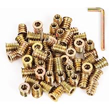 Mellewell M8-1.25 x 15mm Threaded Insert for Wood Furniture Screw in Nut Threaded Wood Inserts Bolt Fastener Connector, Zinc Plated Carbon Steel, 50 PCS with Hex Spanner