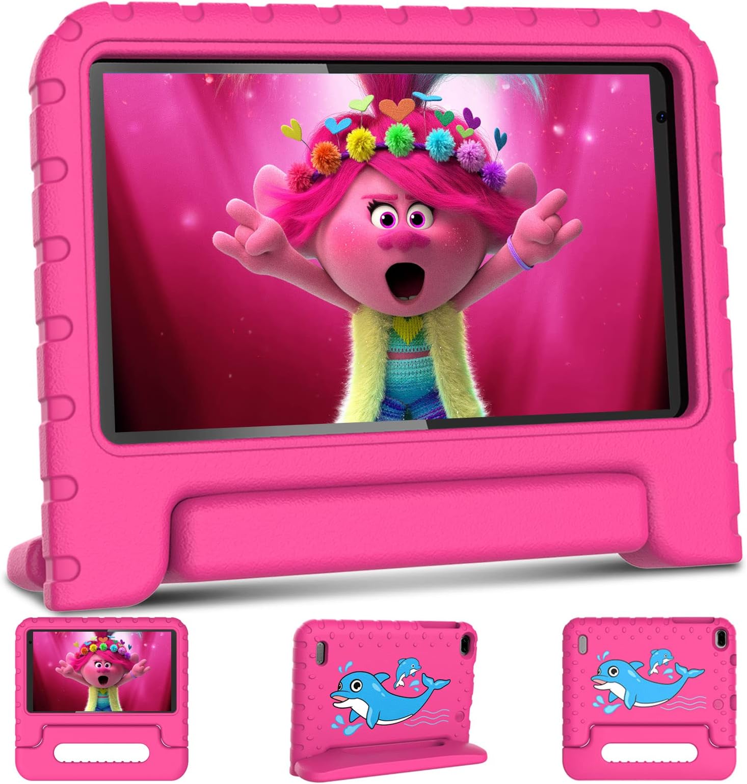 AOCWEI 2023 Kids Tablet, 7 inch Android Tablets for Kid Toddler with 32GB ROM 128GB Expand, WiFi 6, Parental Control, IWAWA Pre-Installed, Cute Kid-Proof Case, Bluetooth 5.0, Learning (Rose Red)