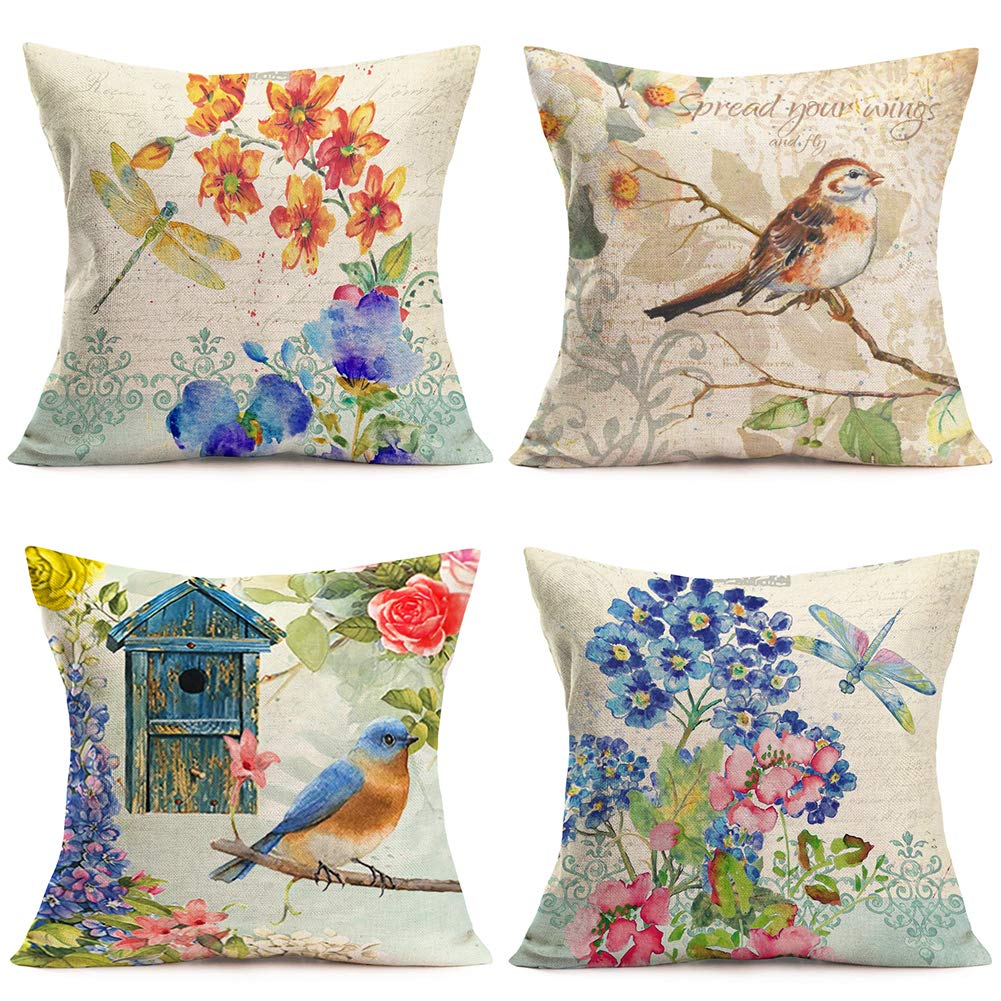 DecStic Housse de coussin bleu marine Hinoiserie motif oiseau paon hortensia floral accent taie d'oreiller abstrait carré housses de coussin pour canapé, sofa, chambre à coucher, salon 66 x 66 cm DecStic Housse de coussin bleu marine Hinoiserie motif oiseau paon hortensia floral accent taie d'oreiller abstrait carré housses de coussin pour canapé, sofa, chambre à coucher, salon 66 x 66 cm