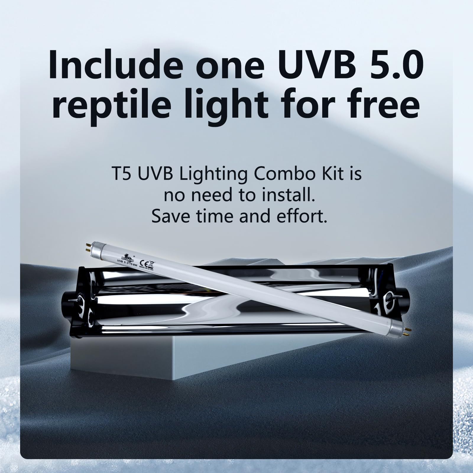 T5 UVB Lighting Combo Kit for Reptiles,8W Light Fixture with Desert 5.0 T5 UVB Light Bulbs Terrarium Hood Heat Lamp for Breaded Dragon,Turtle,Frog,Lizard,Tortoise,Gecko,Snake - image 7