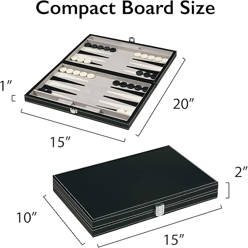 Miniatura 4 de Mainstreet Classics by GLD Products Juego de mesa Backgammon de 15 pulgadas, negroblanco