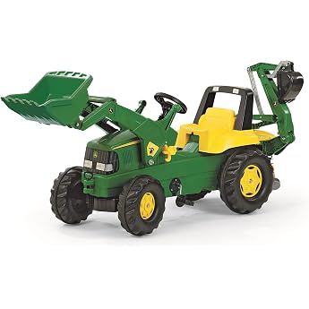Rolly Toys RollyJunior 811076 Pedal Tractor John Deere with Loader and Rear Excavator for Ages 3 and Above