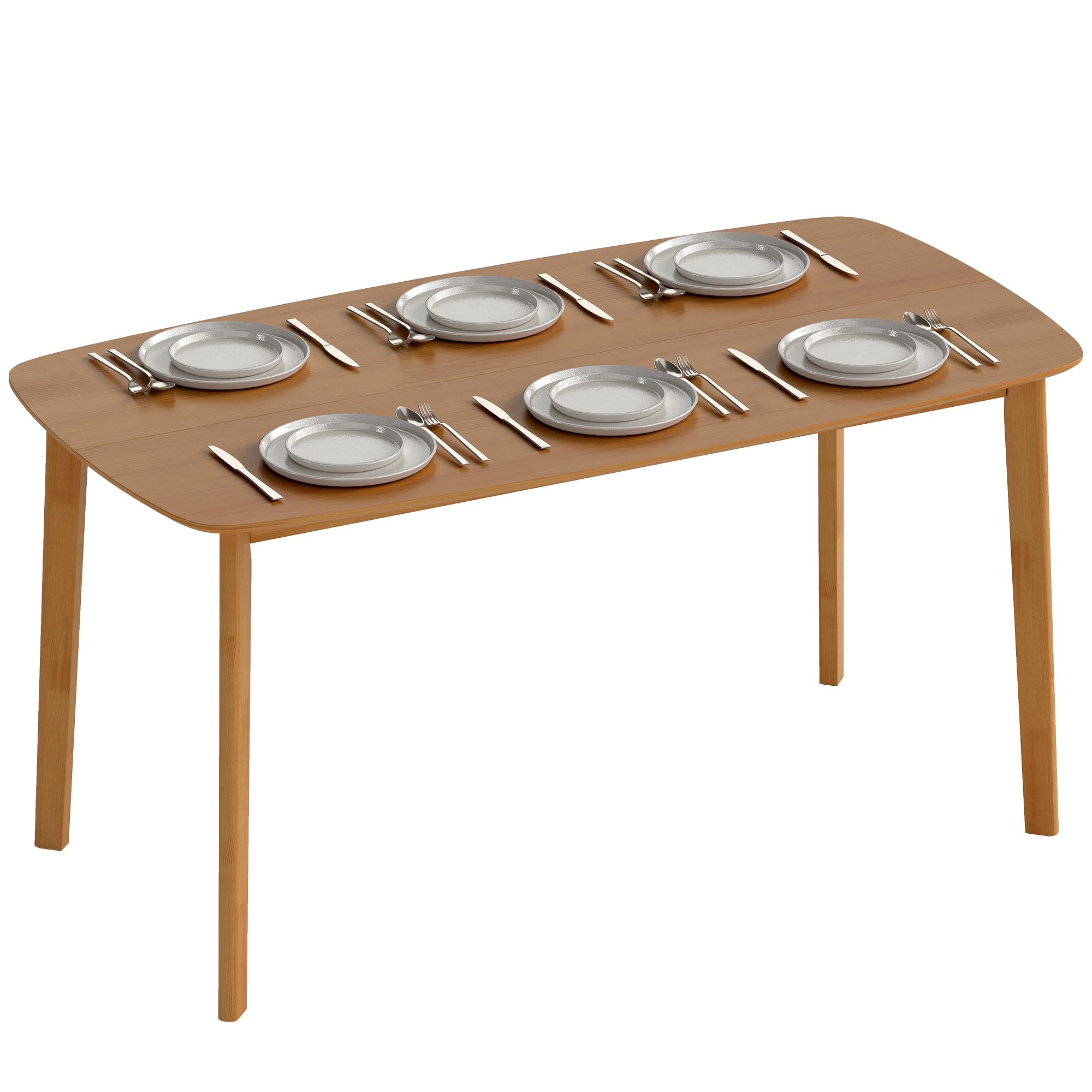 B&Q -  150 Cm Rectangular Dining Table With Solid Wood FrameLight Brown