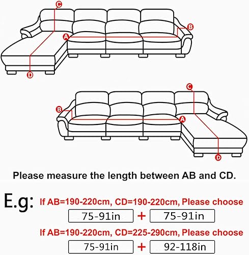 Miniatura 5 de Funda elástica para sofá, funda de felpa de terciopelo antideslizante, funda protectora de sofá seccional, color café (diván 92-118 pulgadas) +