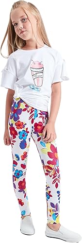 Miniatura 4 de LUOUSE - Leggings elásticos para niñas, pantalones deportivos para niños, longitud al tobillo, 3 paquetes de 4 a 13 años