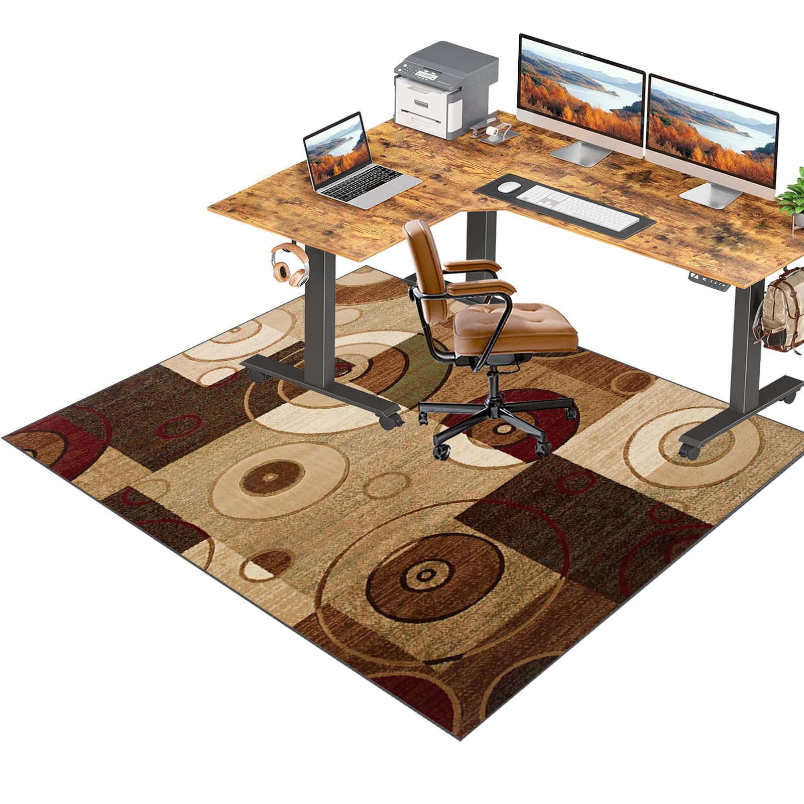 RxiBeFuw Office Chair Mat for Hard Floor 180 x 230 cm, Gaming Chair Mat, Low Pile Desk Chair Mat, Non Slip Carpet Protector Chair Mat for Office, Multi-Purpose Floor Protector for Rolling Chair
