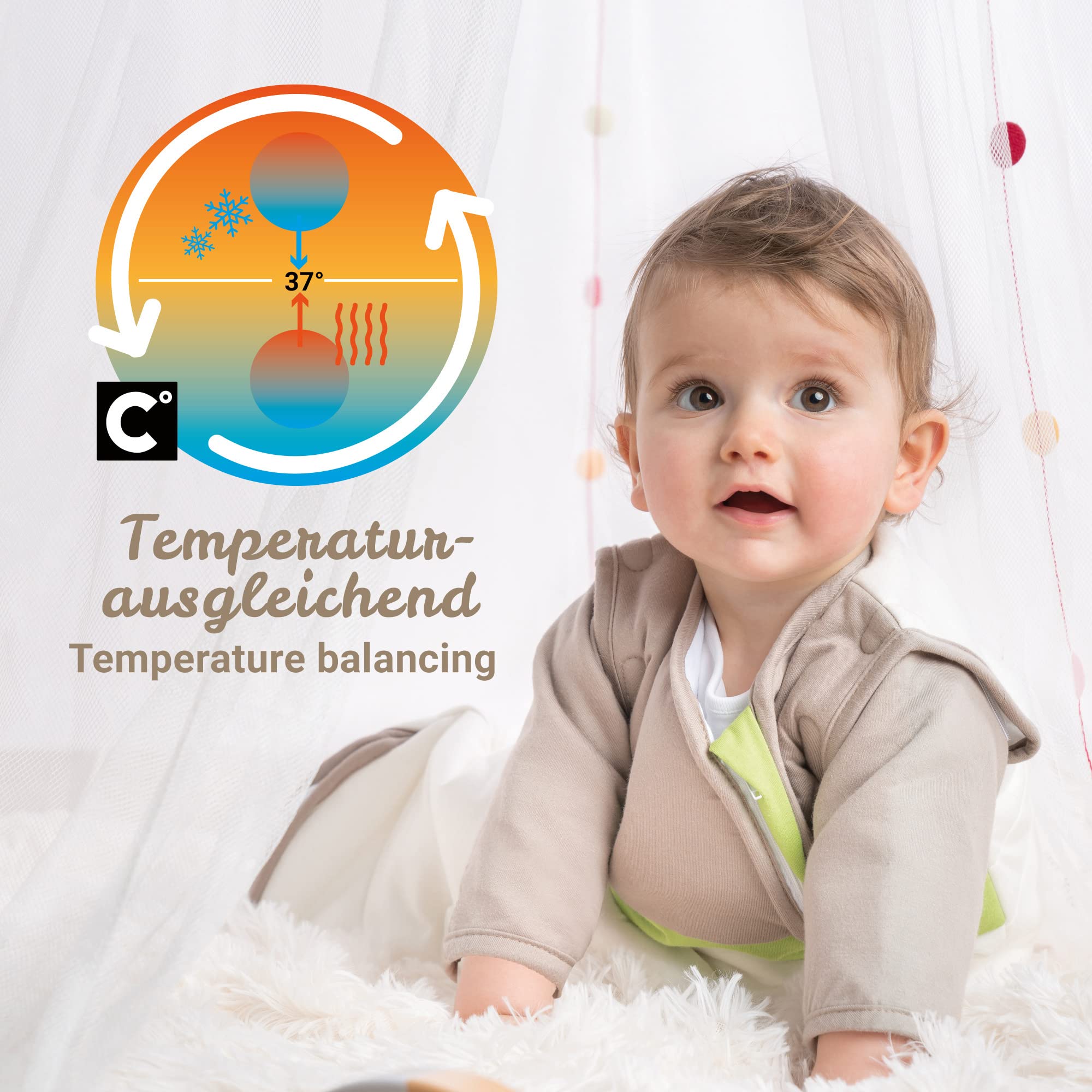 Gesslein Baby Schlafsack Bubou, Ganzjahres-Schlafsack mit Temperaturregulierung (optimale Passform, langer Reißverschluss,70), marine- weiß gestreift Baby