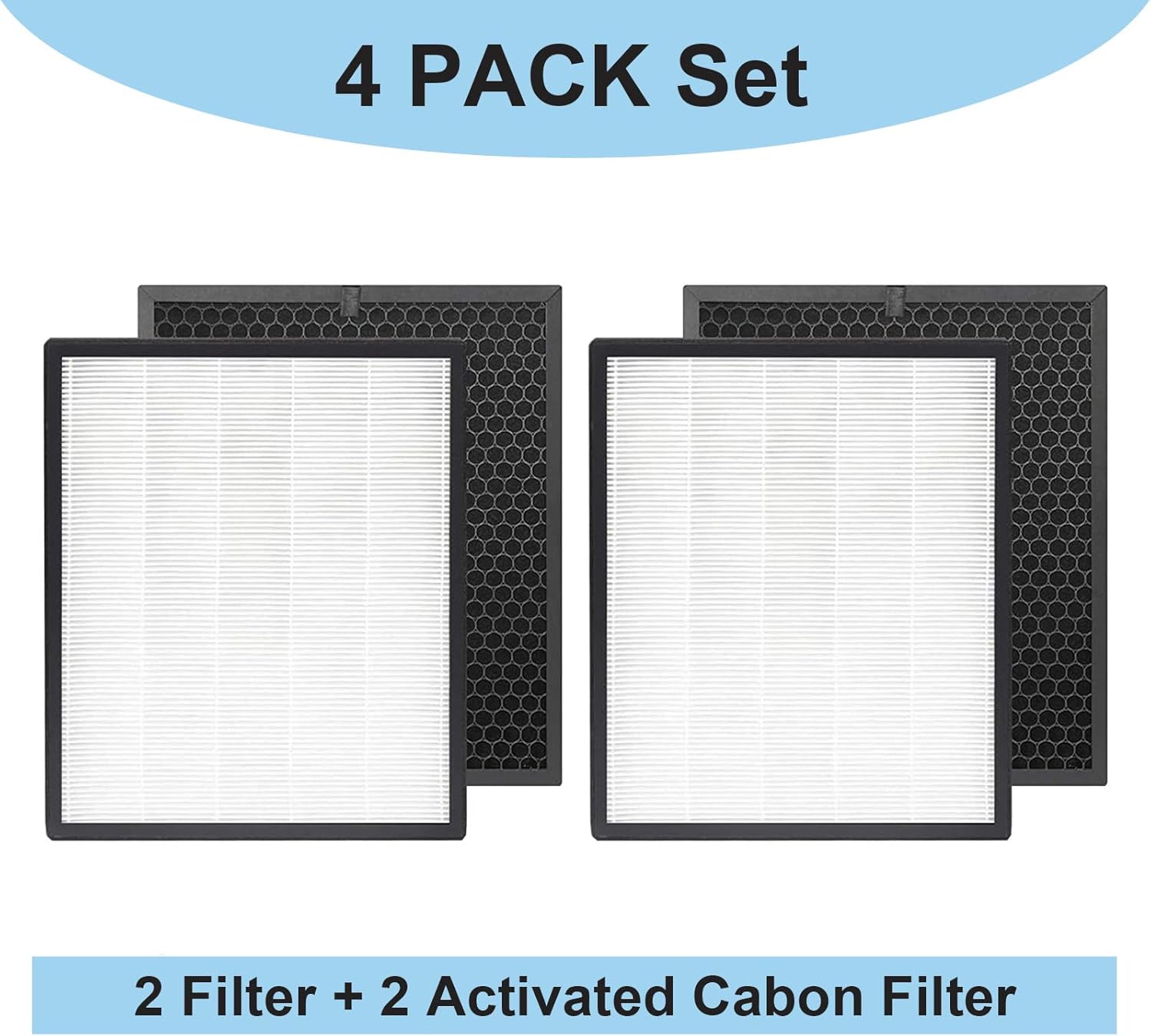 131 Replacement Filter Compatible with LEVOIT LV-PUR131, LV-PUR131S, LV-PUR131-RF, 2 Filters + 2 Activated Carbon Filters