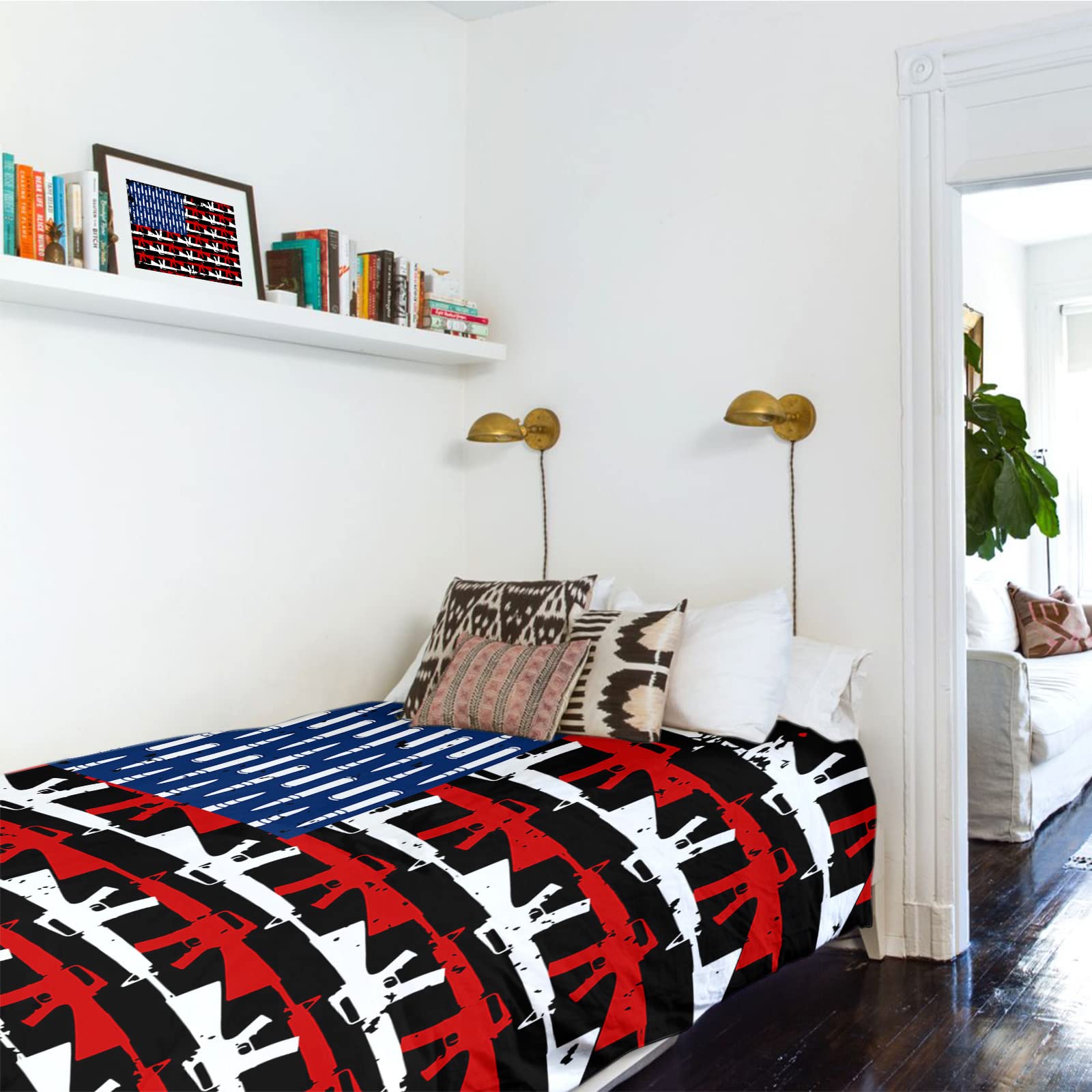 Arazzo Del Deserto, Cactus e Notte / Arazzo da parete con paesaggio montano al chiaro di luna blu, per decorazioni in stile boho, western, naturalistico, per camera da letto o spazio di