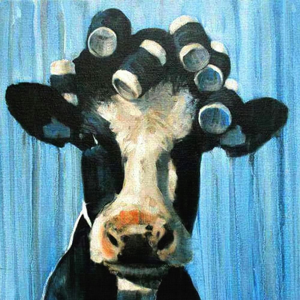 Cross-Stitch Embroidery kit Beginner Dairy Cow Pattern Printing Handicraft Kit Advanced Cross-Stitch 11CT Adult Easy Handmade DIY Home Decoration Living Room Entrance Minimalist Style - 40x50cm
