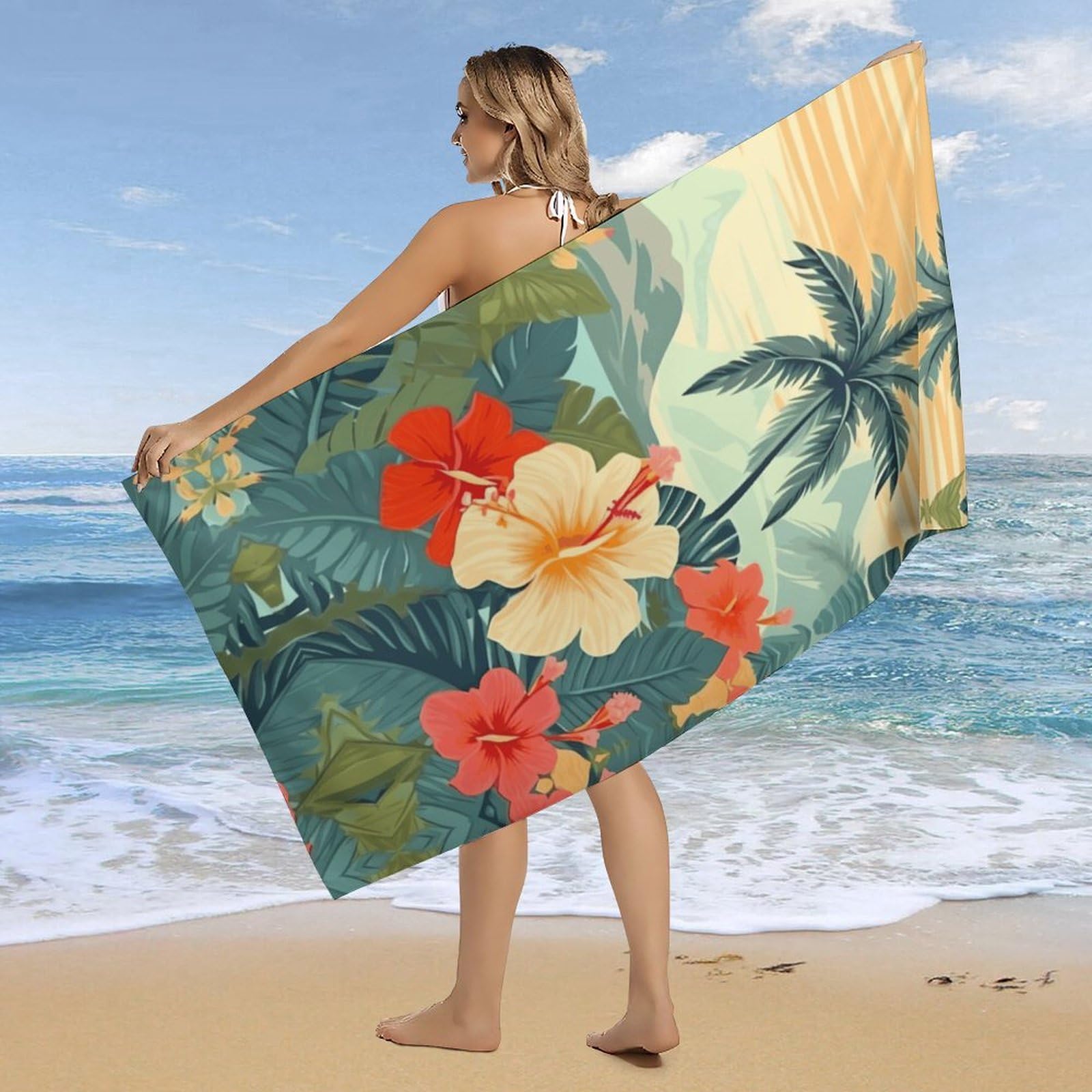 Embroidered Bathroom Towels Tropical Towel Set WYUSPGK Cute Beach Towel,Summer  Hawaiian Print Large Bath Towels,, image size:1600x1600