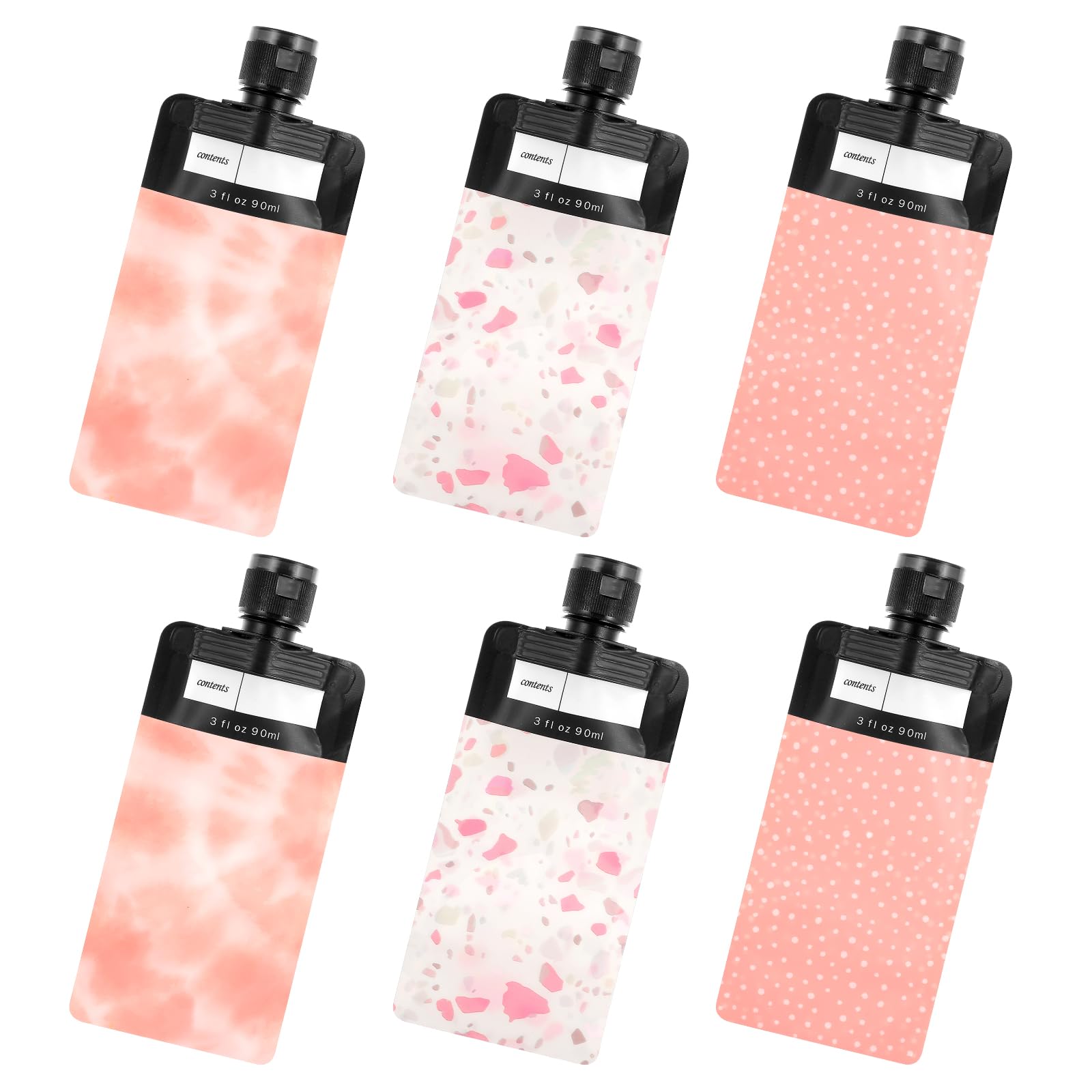 Dimeho 6 Pcs Travel Pouches for Toiletries, 3 oz Travel Size Containers Leak Proof Empty Squeeze Pouches TSA Approved Refillable Bottles for Liquids