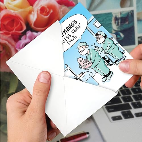 Miniatura 4 de NobleWorks Tarjeta de felicitación para bebé histérica con sobre de 5 x 7 pulgadas (1 tarjeta) ducha, Announcement Everything's Cordless C10085BBG