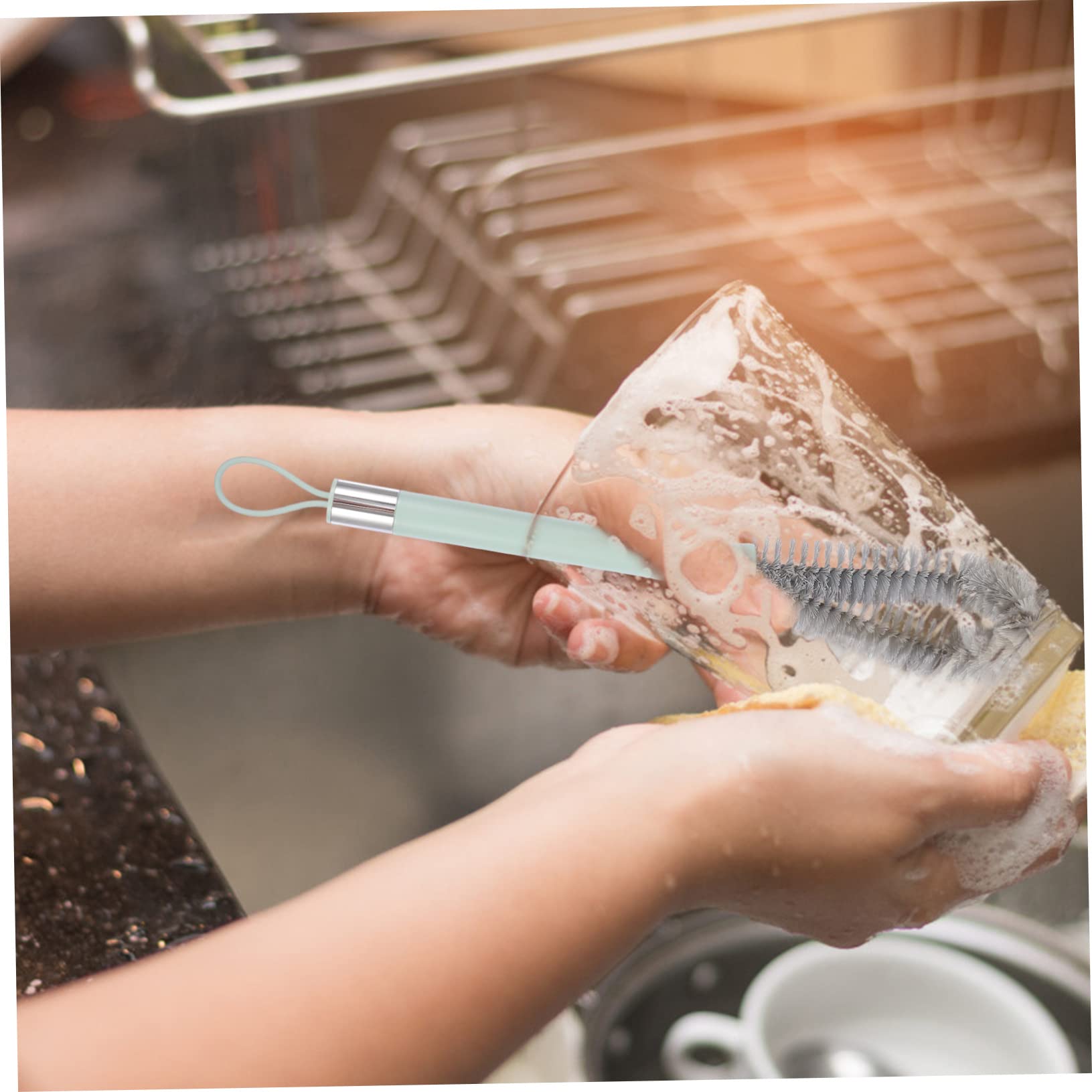 OFFSCH 1Pc Long Handle Cup Brush Bristle Brush for Cups Mugs and Bottles Practical Kitchen Tool Light for Tea Removal