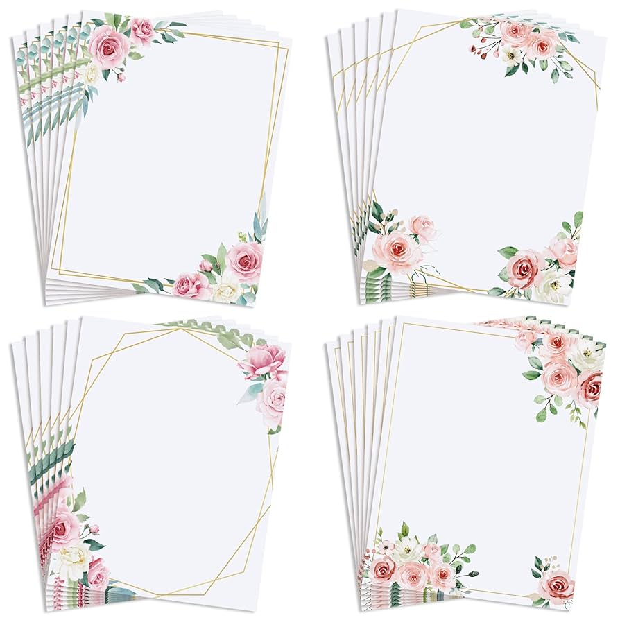 amazon-com-teling-48-sheets-decorative-printer-paper-writing-scrapbook-wedding-program-paper-8-27-x-10-6-inches-greenery-flower-border-writing-for-drawing-office-thank-greeting-stationery-supplies-rose-office-products for Free Printable Decorative Paper Borders Amazon.com : Teling 48 Sheets Decorative Printer Paper Writing Scrapbook Wedding Program Paper 8.27 x 10.6 Inches Greenery Flower Border Writing for Drawing Office Thank Greeting Stationery Supplies (Rose) : Office Products for Free Printable Decorative Paper Borders
