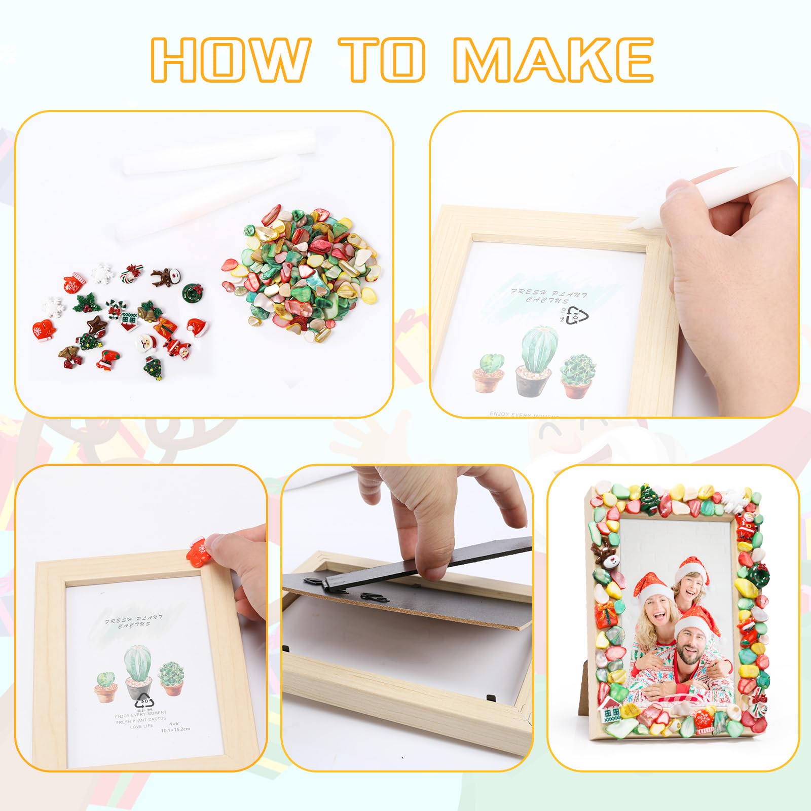 Set Da 3 Cornici In Legno Fai Da Te A Tema Natale - Babbo Natale E Pupazzo Di Neve, Portafoto Leggeri Per Casa E Ufficio, Decoro Murale Creativo