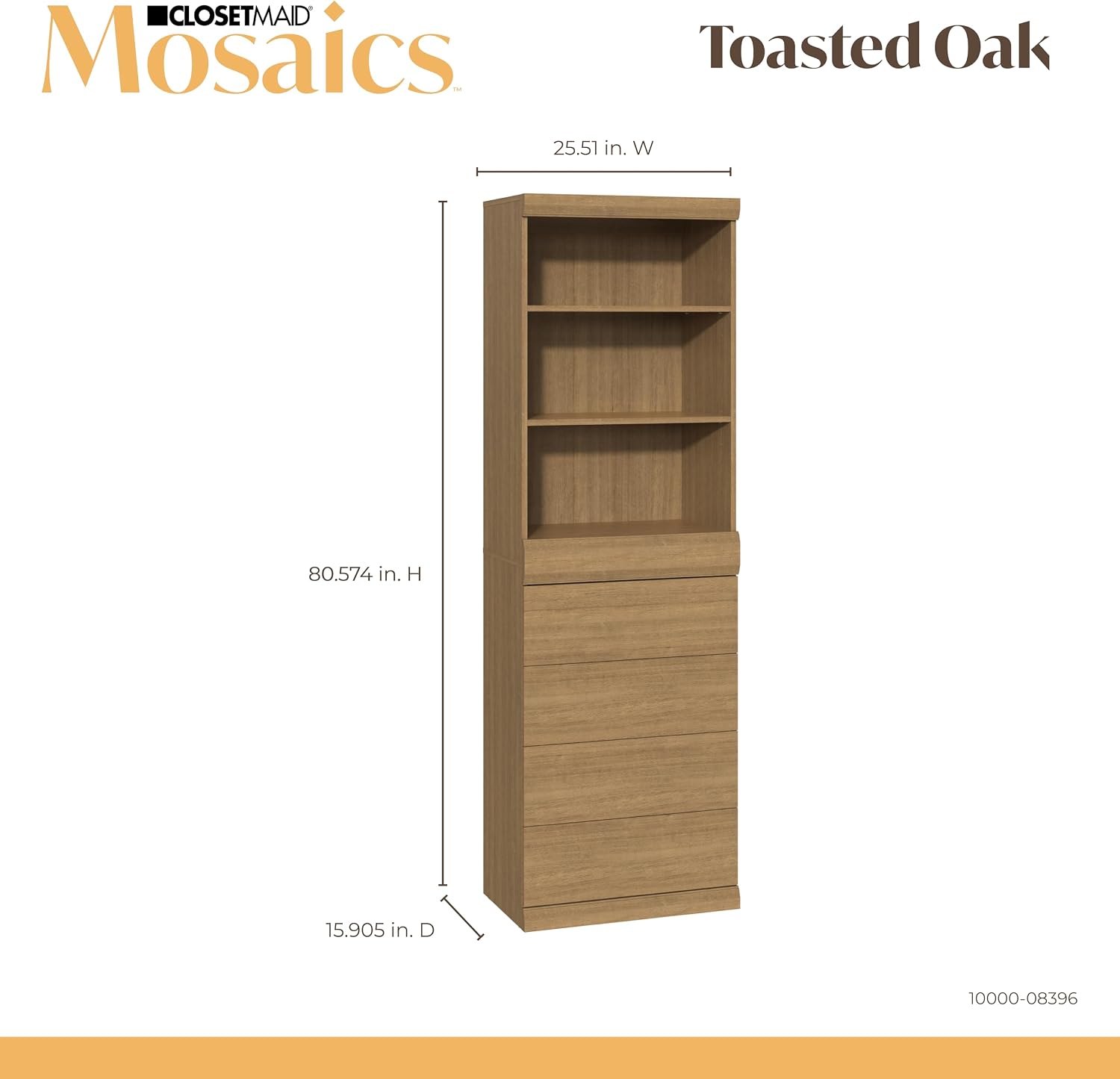 ClosetMaid Mosaics Storage Organizer Kit Includes; (1) 3-Shelf Unit, (1) 4-Drawer Unit, Toasted Oak