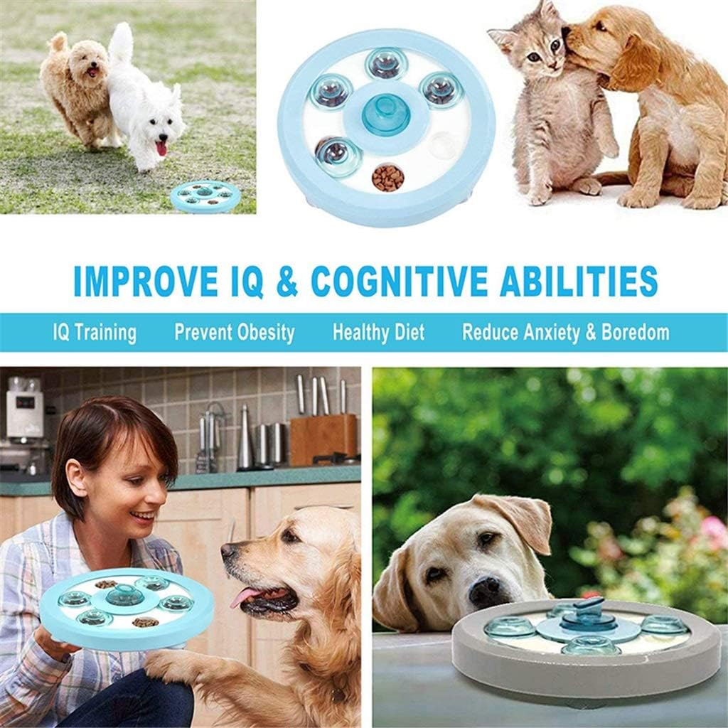 Durable Food Dispensing Dog Puzzle Anti-Slip Nontoxic IQ Training Puppy Toys Interactive Pet Slow Feeders Easy to Clean (Blue)