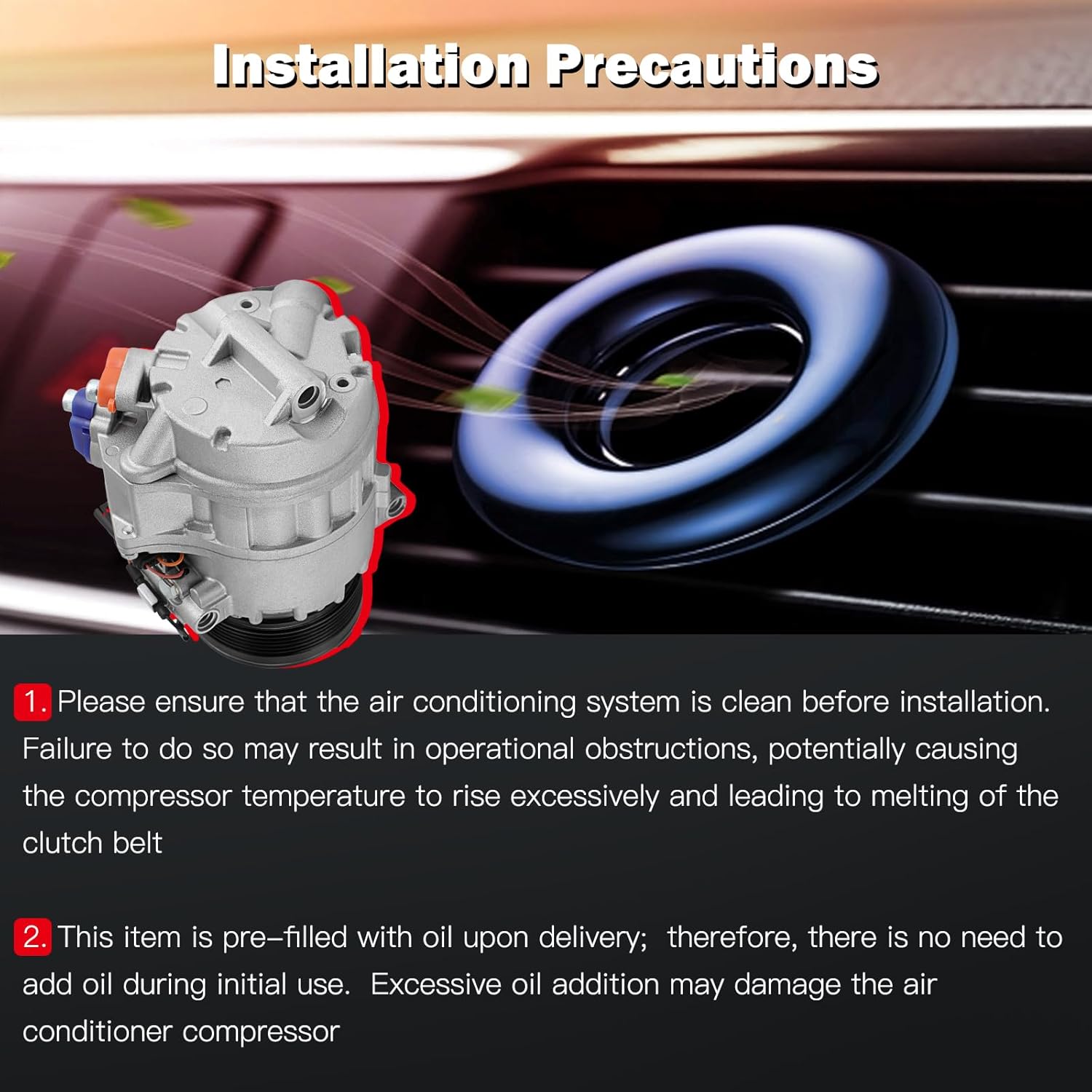 cciyu Air Conditioning Compressor for BMW X5 3.0L 2007 2008 2009 2010 Replaces AC Compressor for Car