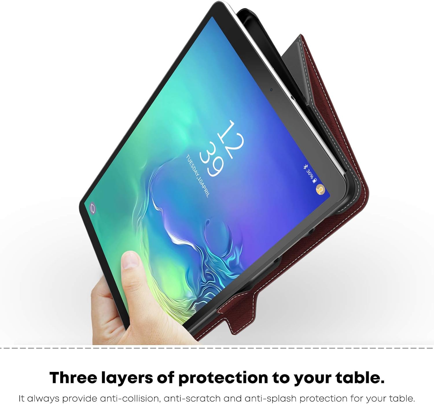 Infiland Samsung Galaxy Tab A 10.1 2019 Case, Multiple Angle Stand Cover Compatible with Samsung Galaxy Tab A 10.1 Inch Model SM-T510/SM-T515 2019 Release Tablet, Dark Red