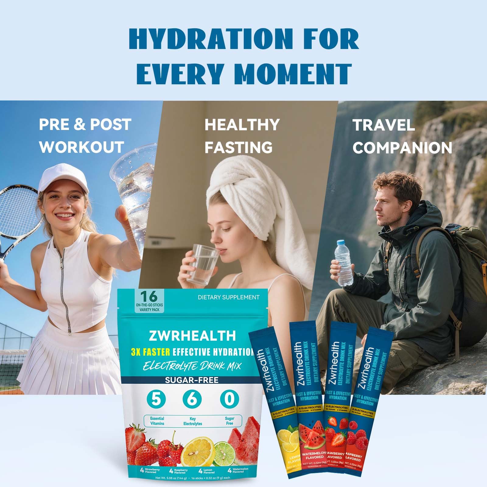 Electrolytes Powder Packets, Sugar Free Hydration Packets, Liquid Daily IV Electrolyte Drink Mix, Instantly Hydrating & Party Recovery with 6 Electrolytes & 5 Vitamins, 16 Servings — Amazon image 9