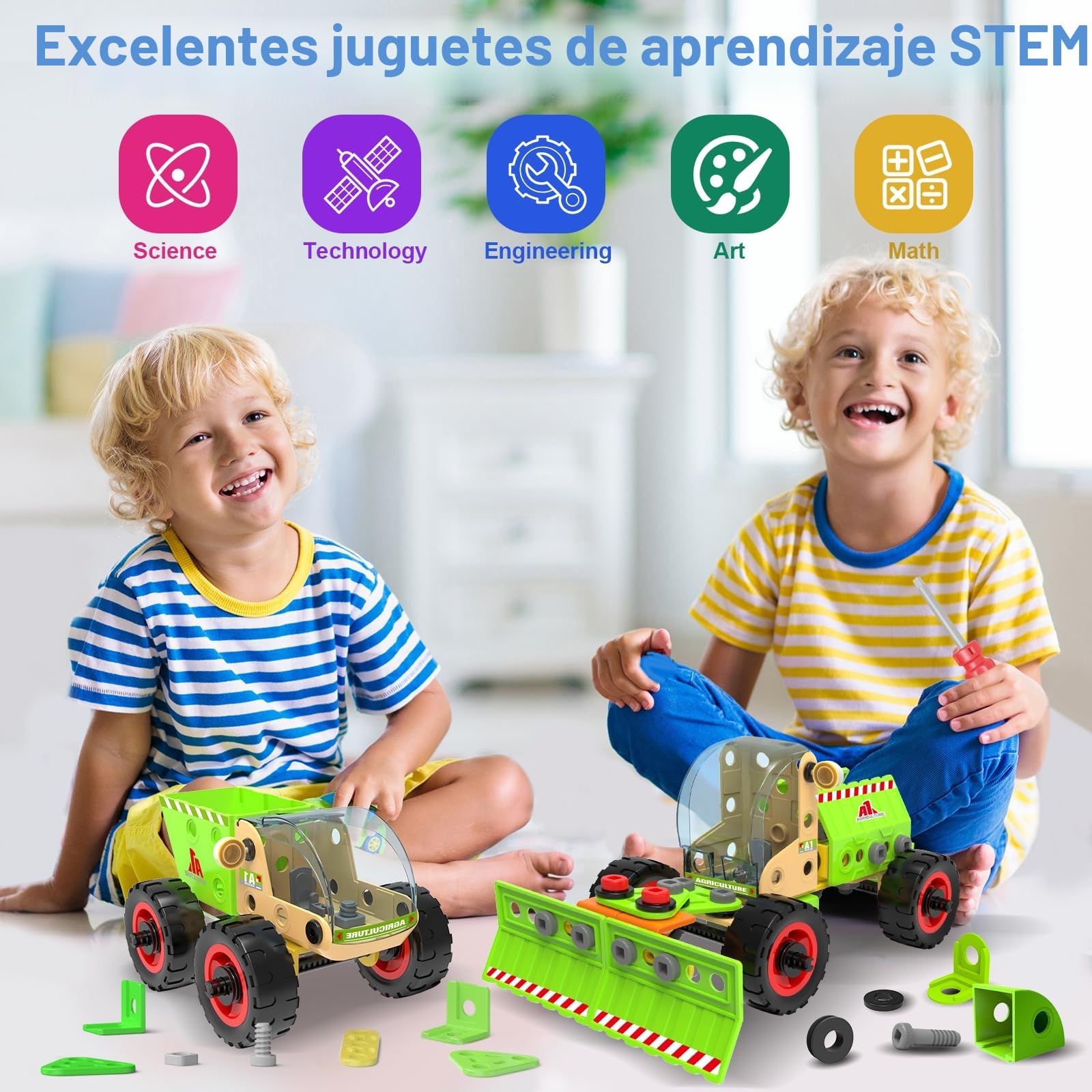 MOONTOY 14-en-1 Juguete de Construcción para Niños de 4, 5, 6, 7, 8, 9+ Años, Juguete Educativo Stem, Bloques de Construcción para Niños, Juegos Creativos, Niños y Niñas