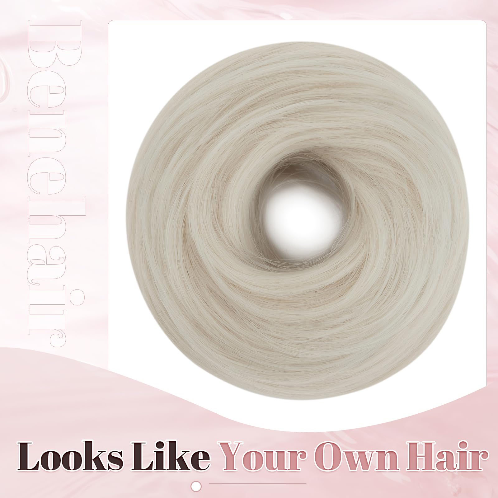 Benehair Messy Bun Hair Scrunchies Curly Hair Buns Hairpiece Synthetic Ponytail Bun Extensions Blonde with Gray Hair Pieces for Women (Blonde with Gray - Image 3