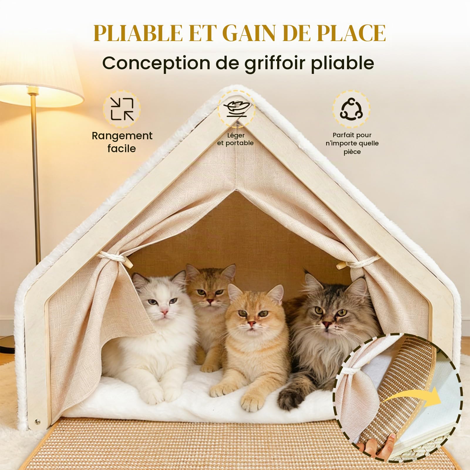 Maison pour Chat 2 en 1 avec Griffoir en Sisal