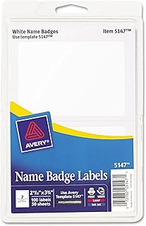 Printable Adhesive Name Badges, 3.38 x 2.33, White, 100/Pack