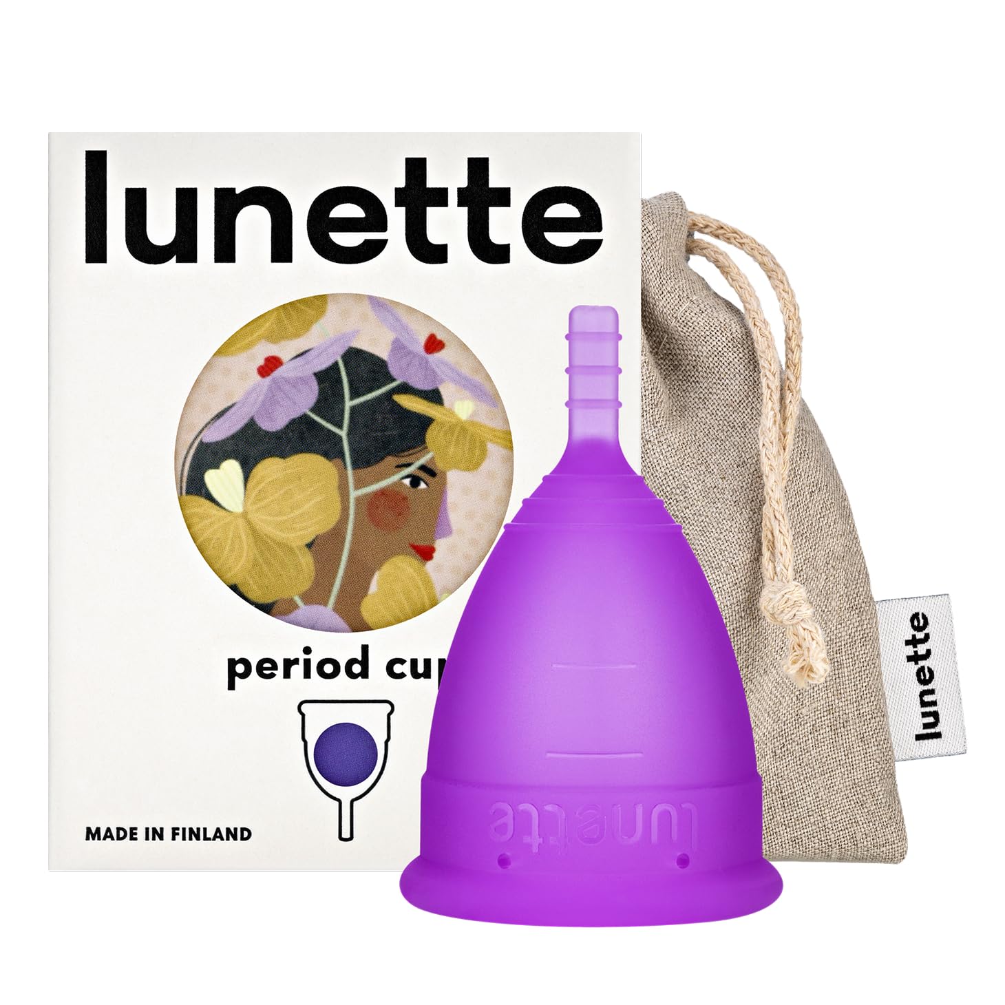 Lunette Period Cup – Menstrual Cup with 12h Leak-Free Comfort - Soft 100% Medical-Grade Silicone - Eco-Friendly Pad & Tampon Alternative Reusable for 10 Years - One-for-One Donation – Size 2 Violet
