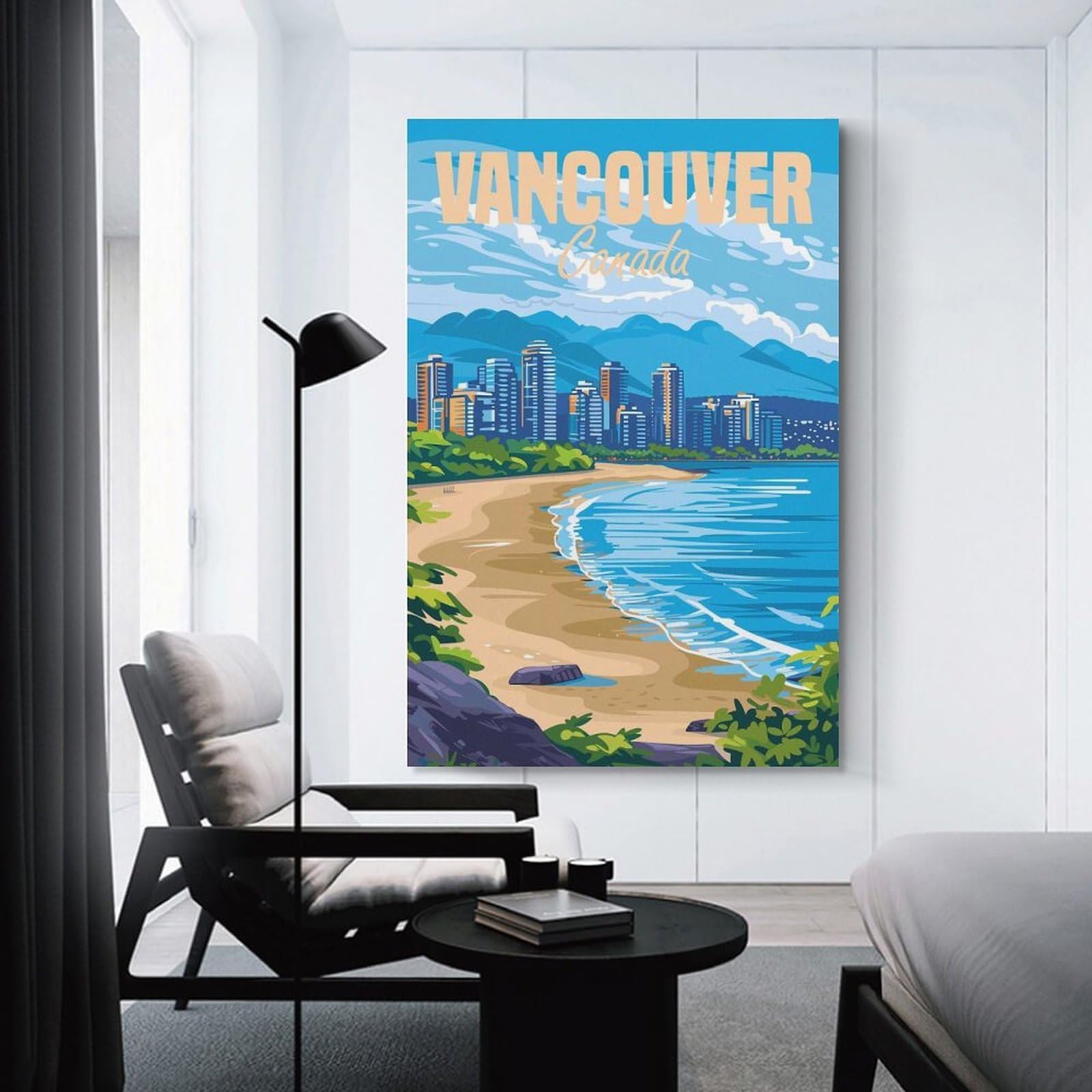 Junmoney Vancouver Canada Canvas Wall Decor, 20x30inch(50x75cm), for Home Lounge, Bedroom Or Reading Nook, Modern Wall Decor for Cosy Interiors