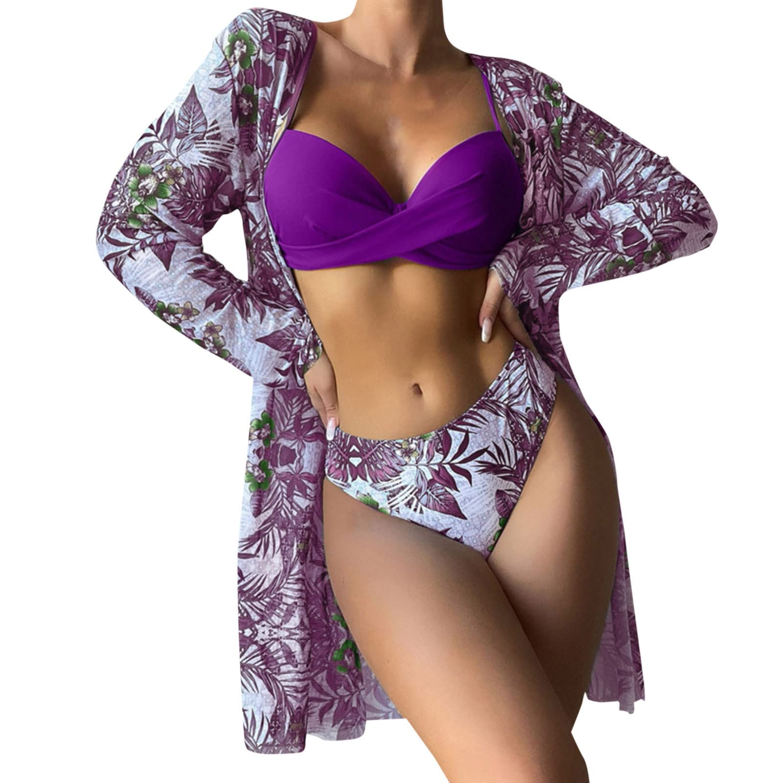 Générique 2024 - Mujeres de cintura alta Bikinis 2023 Sexy 3 piezas Bikini conjunto cubierta traje de baño para mujer manga larga push up traje de baño playa traje de baño hombre piscina